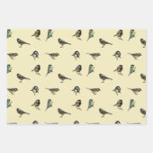 Mooie kleine vogels witte perzik beige inpakpapier vel (Voorkant)