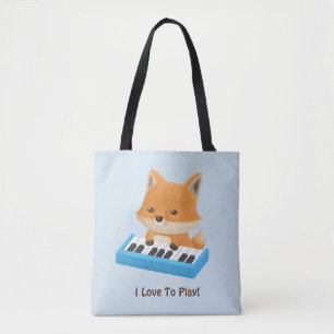 Mooie Kleine Vos Houdt Van Piano Spelen Kinderen B Tote Bag