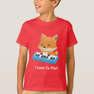 Mooie Kleine Vos Ik Hou Van Piano Spelen Kinderen  T-shirt