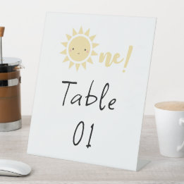 Mooie Kleine Zonneschijn 1e Verjaardag Tafel Numme Reclamebord Met Voetstuk