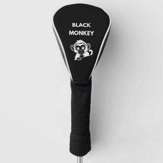 Mooie Kleine Zwarte Aap Golfheadcover (Voorkant)