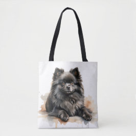 MOOIE KLEINE ZWARTE POMERAANSE PUPPY HOND TOTE BAG