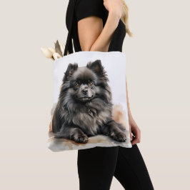 MOOIE KLEINE ZWARTE POMERAANSE PUPPY HOND TOTE BAG