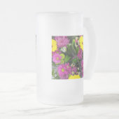 Mooie kleur bloemen matglas bierpul (Voorkant rechts)