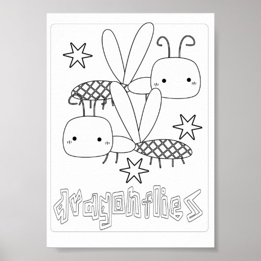 Mooie Kleur Bugs Libellen Poster (Voorkant)