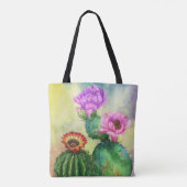 Mooie kleur Cactus Flowers Canvas tas (Achterkant)