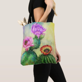 Mooie kleur Cactus Flowers Canvas tas