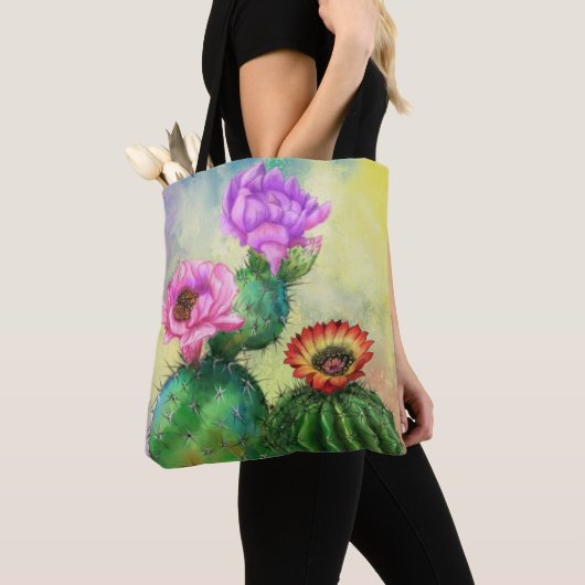 Mooie kleur Cactus Flowers Canvas tas (Dichtbij)