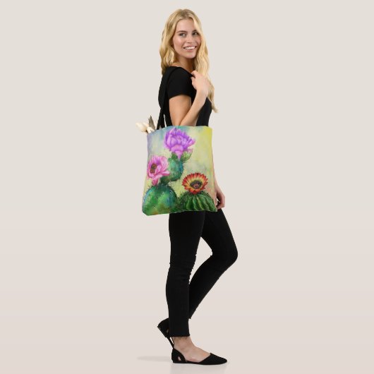 Mooie kleur Cactus Flowers Canvas tas (Op model)