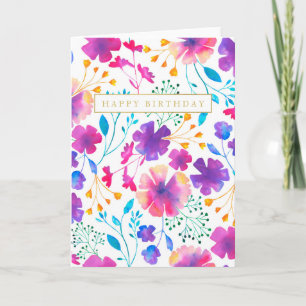 Mooie kleur Floral Waterverf-groet Bedankkaart