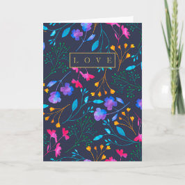 Mooie kleur Floral Waterverf-groet Kaart