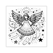 Mooie kleur kunst Kerst engel Rubberstempel (Afrduk)