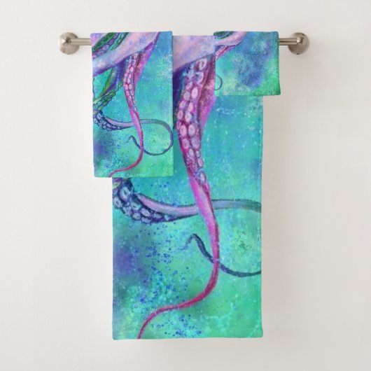 Mooie kleur Octopus badhanddoek set Bad Handdoek (Insitu)