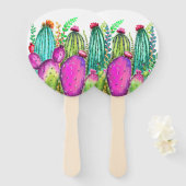 Mooie kleuren Cactus Flowers - Tekening Handwaaier (Voorkant en achterkant)