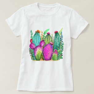 Mooie kleuren cactus Flowers - Tekening T-shirt