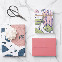 Mooie kleuren en bloemmotieven voor bruiloften inpakpapier vel