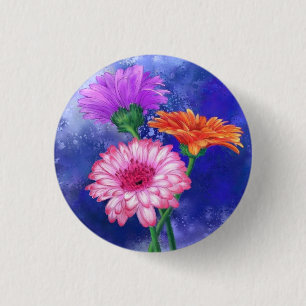 Mooie Kleuren Gerbera Madeliefjes Knop Ronde Button 3,2 Cm