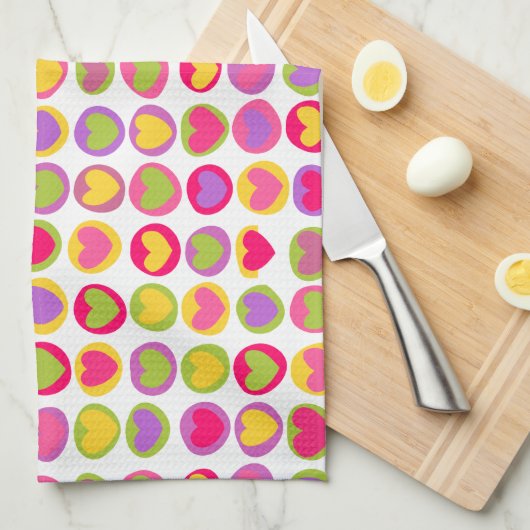 Mooie kleurige harten Keukendoek Theedoek (Quarter Fold)