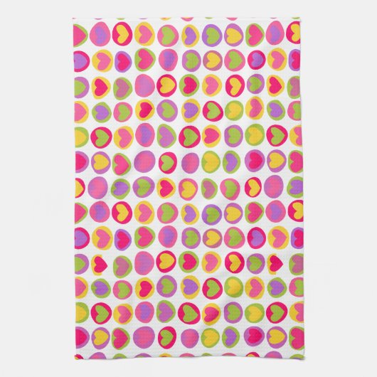 Mooie kleurige harten Keukendoek Theedoek (Verticaal)