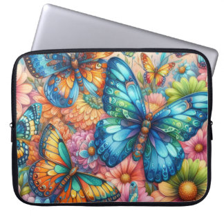 MOOIE KLEURIGE VLINDERS EN BLOEMEN LAPTOP SLEEVE