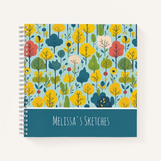 Mooie Kleurrijk Blauw & Geel Patroon Kinderen Sche Notitieboek (Voorkant)