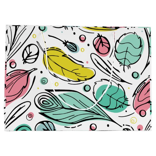 Mooie kleurrijk patroon van bladeren in turkoois w groot cadeauzakje (Achterkant)