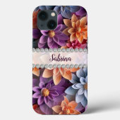 Mooie Kleurrijke 3D lijst van de bloemendiamant do Case-Mate iPhone Case (Achterkant)