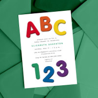 Mooie kleurrijke ABC 123 neutrale babyshower