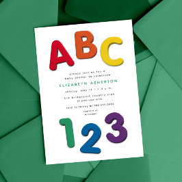Mooie kleurrijke ABC 123 neutrale babyshower Kaart