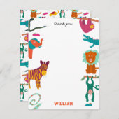 Mooie Kleurrijke Abstracte Dieren Aangepaste Kinde Bedankkaart (Voorkant / Achterkant)