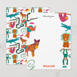 Mooie Kleurrijke Abstracte Dieren Aangepaste Kinde Bedankkaart