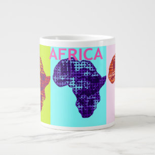 Mooie kleurrijke Afrika Continent Kaart Pop Art Grote Koffiekop