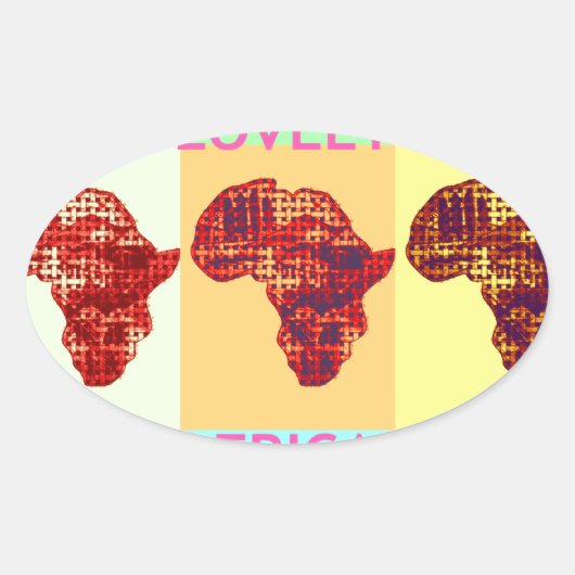 Mooie Kleurrijke Afrika Kaart Pop Patroon Art Desi Ovale Sticker (Voorkant)