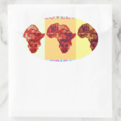 Mooie Kleurrijke Afrika Kaart Pop Patroon Art Desi Ovale Sticker (Tas)