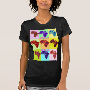 Mooie Kleurrijke Afrika Kaart Pop Patroon Art Desi T-shirt