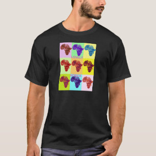 Mooie Kleurrijke Afrika Kaart Pop Patroon Art Desi T-shirt