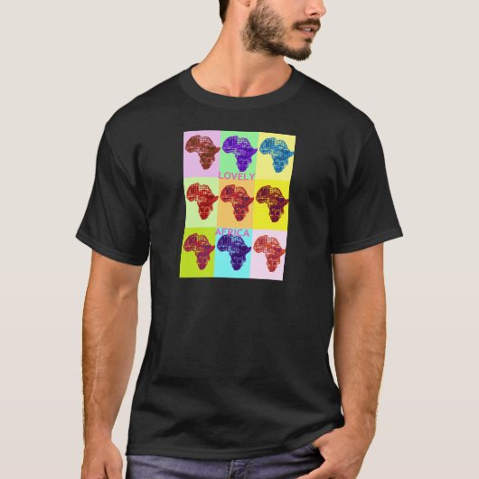 Mooie Kleurrijke Afrika Kaart Pop Patroon Art Desi T-shirt (Voorkant)