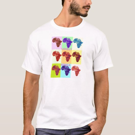 Mooie Kleurrijke Afrika Kaart Pop Patroon Art Desi T-shirt (Voorkant)