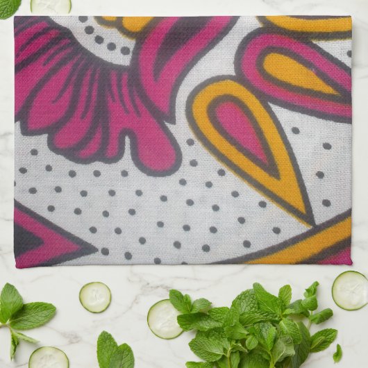 Mooie kleurrijke Afrikaanse stof Motief Art Print Theedoek (Gevouwen)