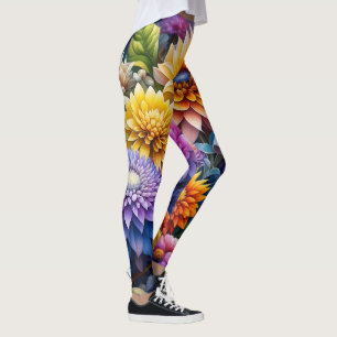 Mooie Kleurrijke Ai Kunst Bloemen Leggings