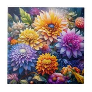Mooie Kleurrijke Ai Kunst Bloemen Tegeltje
