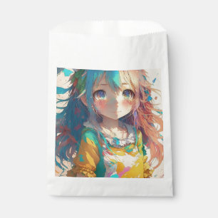 Mooie Kleurrijke Anime Meisje Heeft een Prachtige Bedankzakje