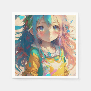Mooie Kleurrijke Anime Meisje  Servet