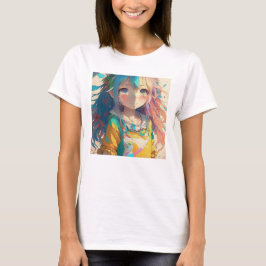 Mooie Kleurrijke Anime Meisje T-shirt