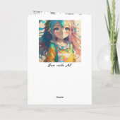 Mooie kleurrijke anime meisje verjaardag kaart (Achterkant)