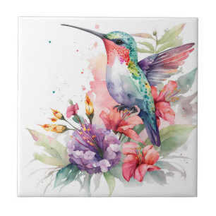 Mooie Kleurrijke Aquarel Kolibrie Print Tegeltje