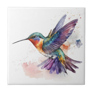 Mooie Kleurrijke Aquarel Kolibrie Print Tegeltje