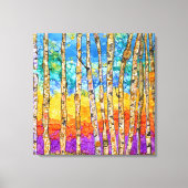Mooie & Kleurrijke Aspen Bomen Canvas 24x24" Afdruk (Voorkant)