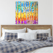 Mooie & Kleurrijke Aspen Bomen Canvas 24x24" Afdruk (Insitu (Slaapkamer))