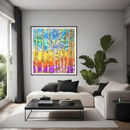 Mooie & Kleurrijke Aspen Bomen Canvas 24x24" Afdruk